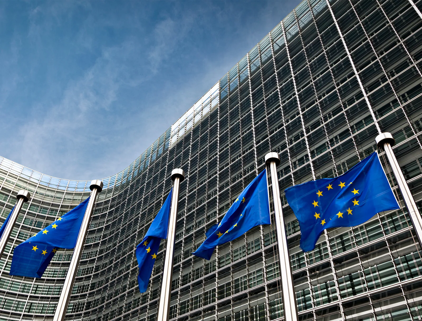EU-Gebäude mit Flaggen