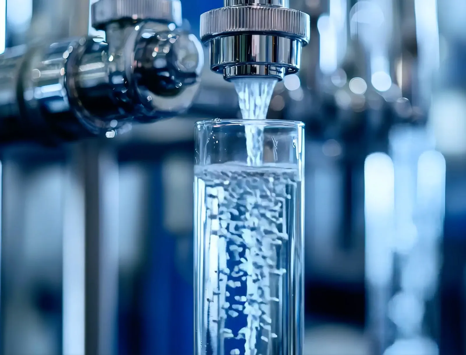 Wasser wird in ein Glas gefüllt