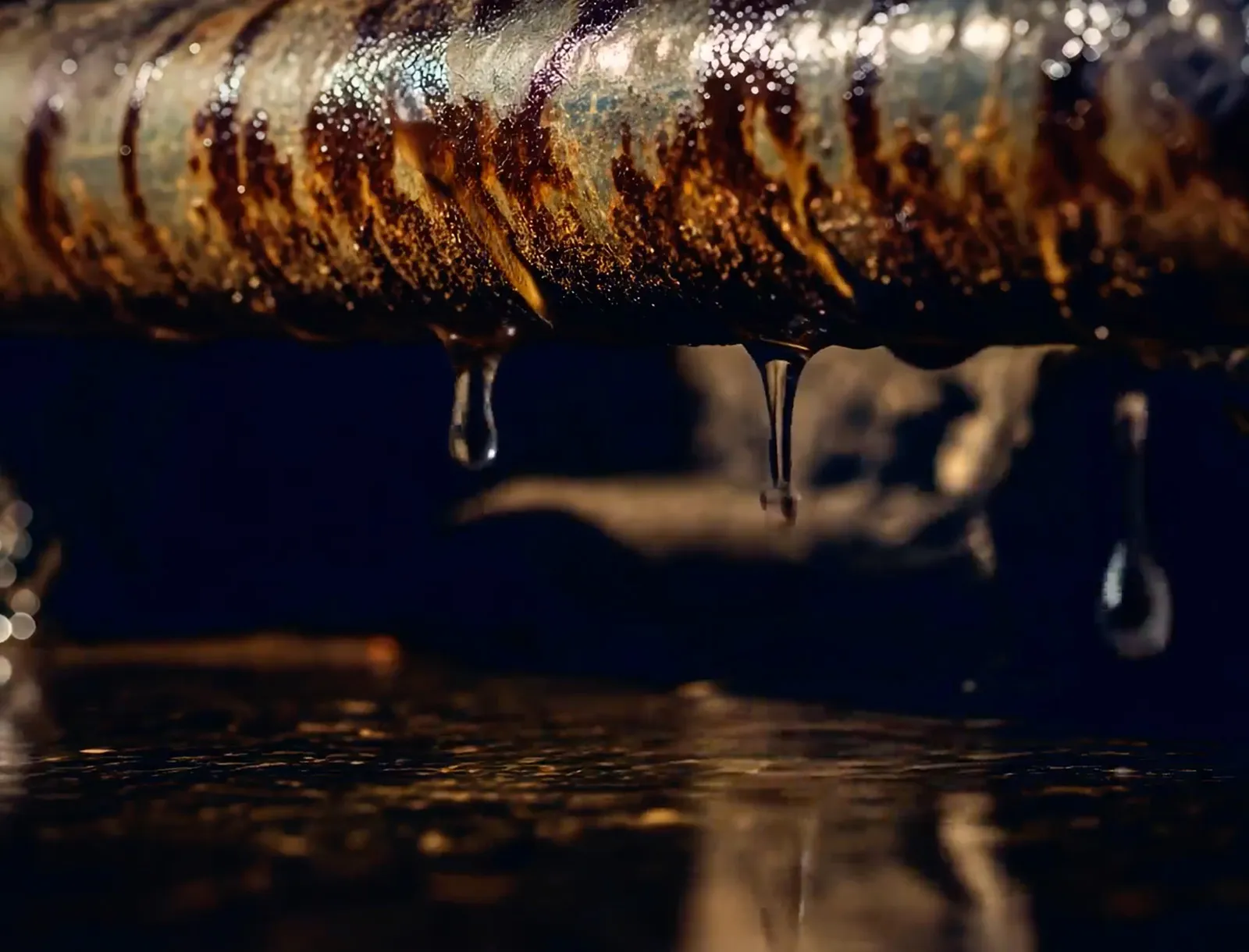 Marode Wasserleitung mit Tropfen